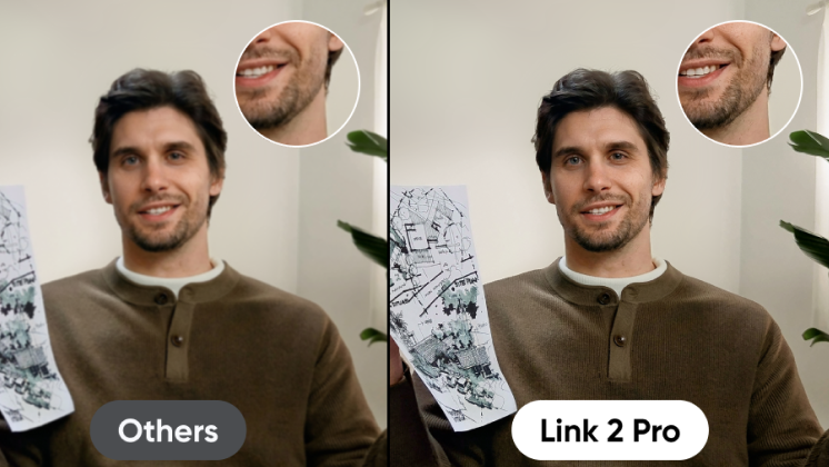 A comparison between a 4K webcam, Link 2 Pro, and a competitor. non-4K.